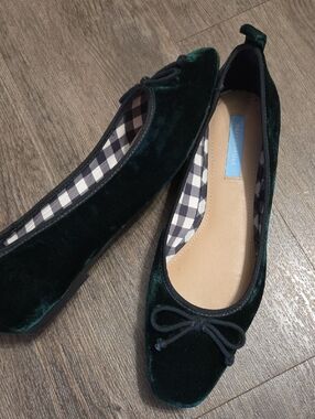 Draper James • Emerald Green Velvet Bow Flats